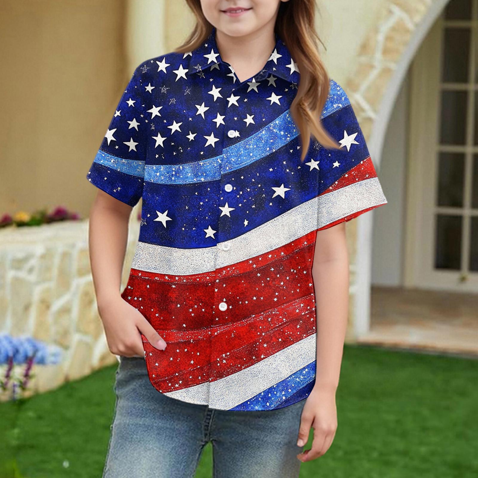 Summer Girls  Short Sleeve Blouse School Uniform Button-Up Shirt Kids Summer School Uniform Button Down Shirt 150