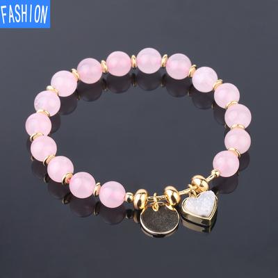 Natural Crystal Bud Crystal Cluster Love Pendant Natural Quartz Pearl Bracelets for Women