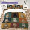 Retro Patchwork Animal Pattern Bedding Uilt Set Uilt Cover Pillowcase Home Decoration Birthday Gift (1 * Duvet Cover + 2 * Pillowcase  Without Core)61