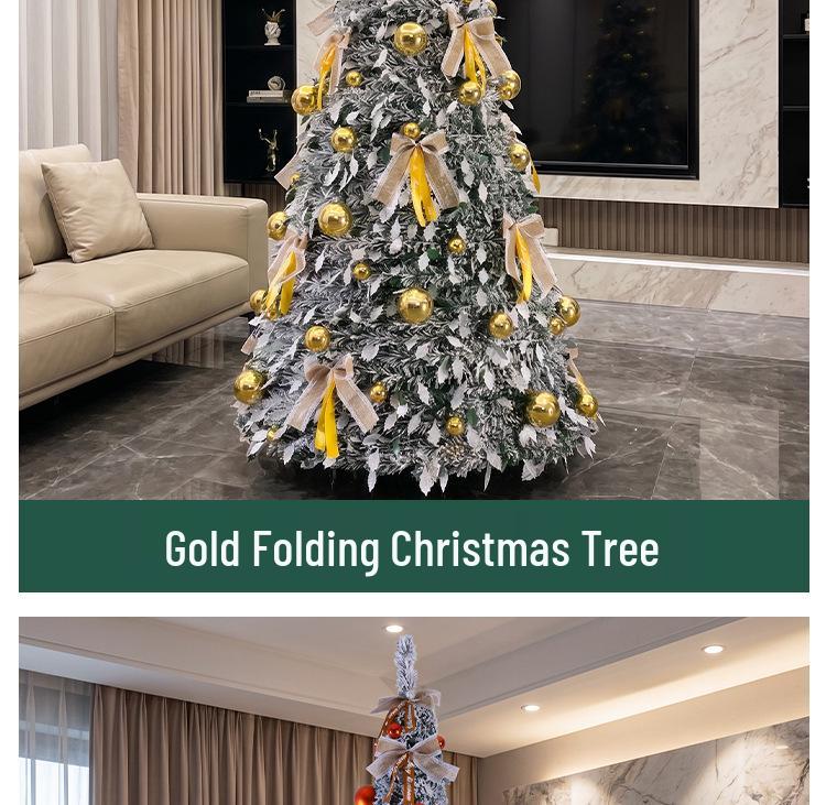 Retractable Folding Christmas Tree with Lights - Easy Setup for a Cozy Holiday Atmosphere