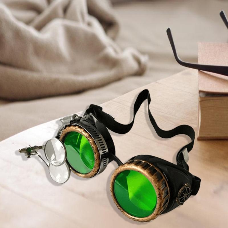 Vintage Steampunk Goggles Welding Glasses Halloween Face Mask Cyber Goggles Cosplay Costume for Womens and Men Gifts