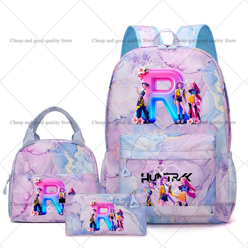 3PCS KPop Demon Hunters Backpack Lunch Bag Set School Bag Pencil Case Girl Back To School Perfect Gift Leisure Mochila Teens Travel Bags