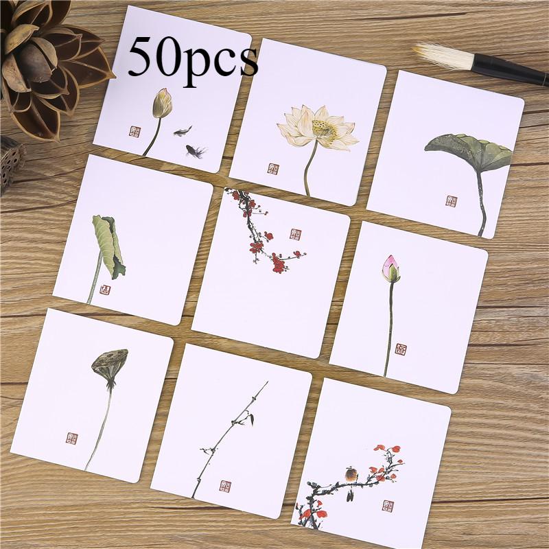 

50pcs Chinese Style Creative Simple Classical Greeting Card Blessing Message Small Card Festival Valentines Day Retro Gift Card