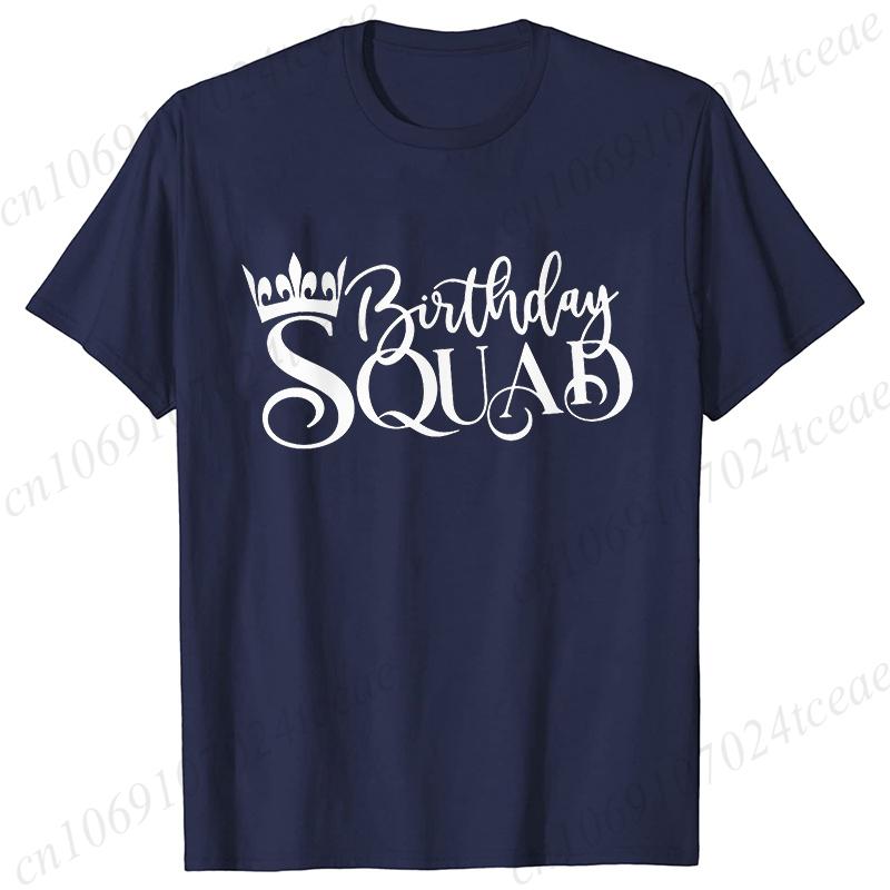 Birthday Squad Queen Tshirt for Women Besties Birthday Party Crew Graphic Yk Tops Short Sleeve Tees FeUnisex Aesthetic Clothing