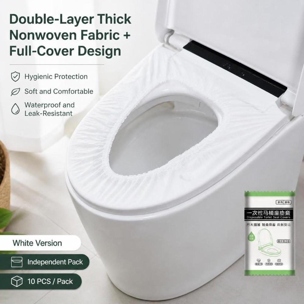 10pcs Double Layer Disposable Toilet Seat Cover Non-woven Fabrics Portable Toilet Cover Hotel