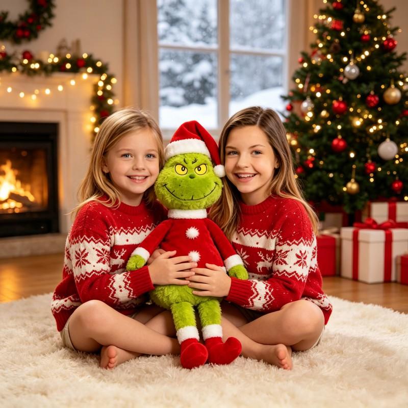 Grinch Plush Toy Stuffed Doll Christmas Decor Gift Kids Adults Party Hanging Ornament