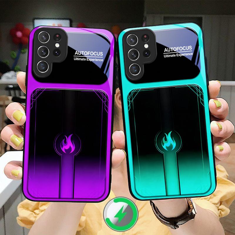 Dazzling Purple Flames Suitable For Samsung Galaxy S25 Ultra S20 FE S21 S22+ S23 Plus S24 S26 Edge Magnetism Glass Phone Casee