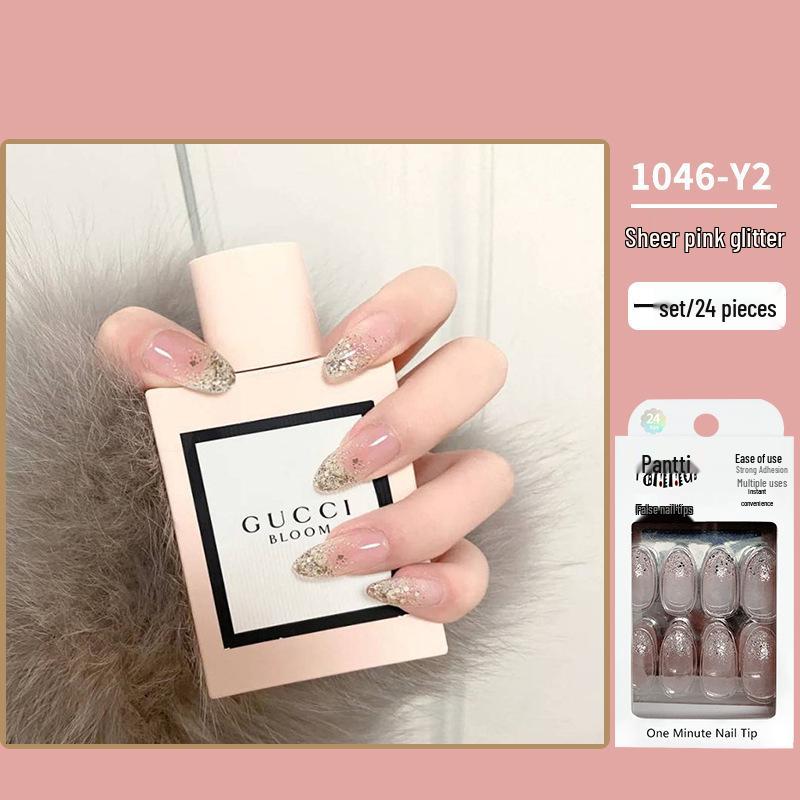 Reusable Blush Nail Art Set: 24 Detachable Wearable Nail Stickers