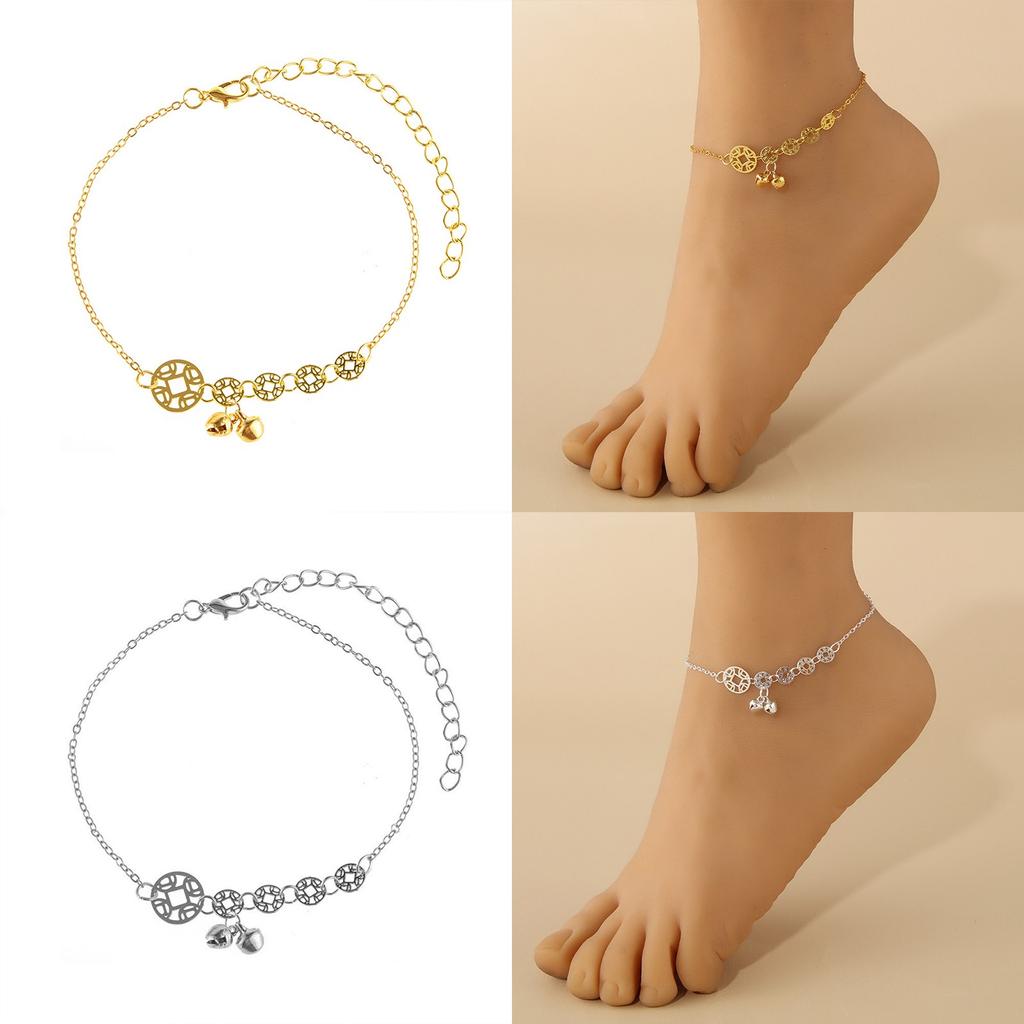Ornamenti per piedi con strass, Cavigliera regolabile, Cavigliera a doppio cuore di cristallo