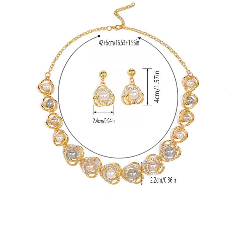 3pcs Women Euro-American Bridal Zircon Necklace Set Light Luxury Alloy Zircon for Weddings Banquets Formal Dresses Accessories
