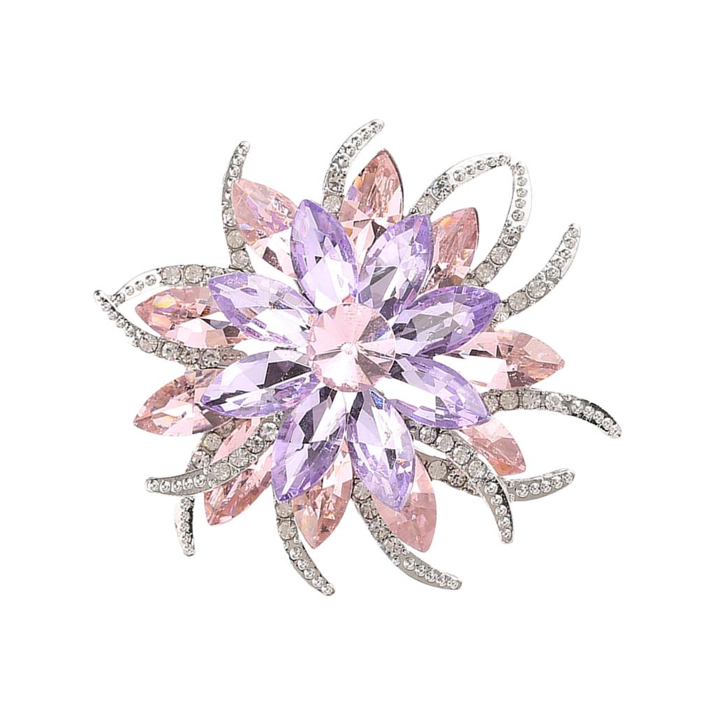 Elegant Double Layer Flower Brooch With Crystals and Florals Designs for Women Jewelry Accessories