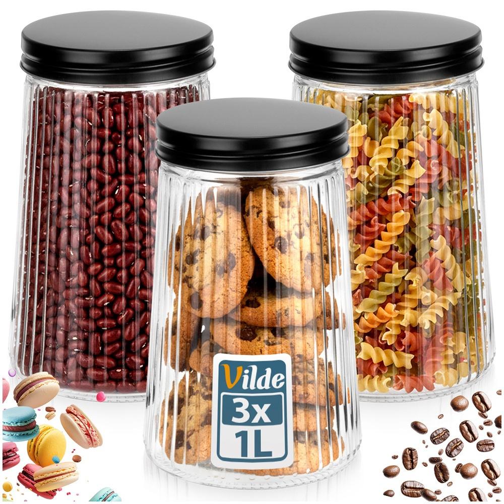 Glass Containers For Loose Products With Lid 1 L 3 Pcs.