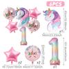 Rainbow Unicorn Balloon Bunch Happy 1st Girls Birthday Party Decorations Kids Favors Gifts Balloons Unicorn Baby Shower Supplies