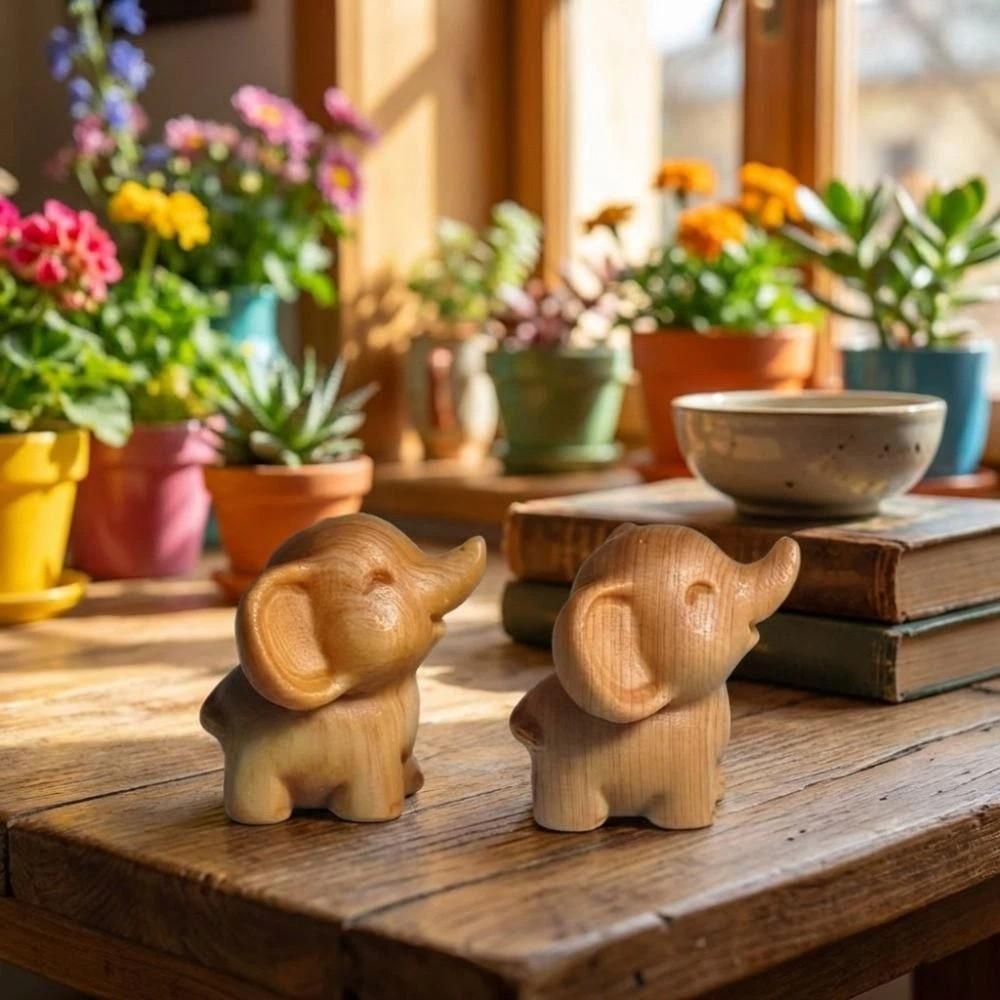 Massief Hout Handgesneden Olifant Mini Olifant Beeldjes Feestelijke Decoraties