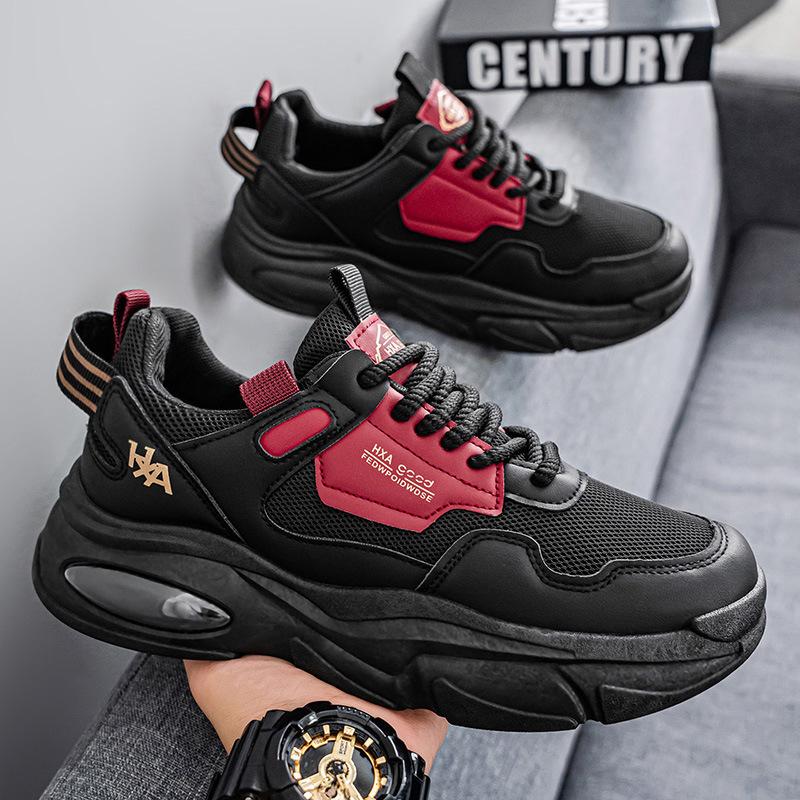 2025 new summer mesh white shoes men's sports shoes teenagers platform heightening dad trendy shoes comfortable rest