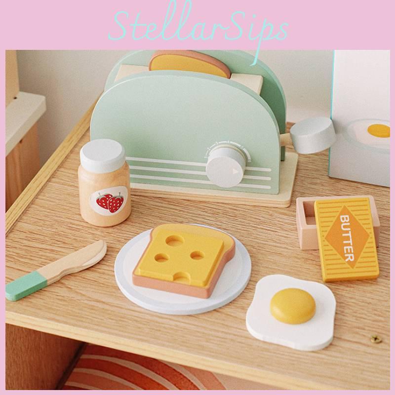Wooden Play Kitchen Toy Bread Maker For Kids Imaginative Cooking And Parentchild Interaction