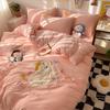 Cartoon Soft Cotton Washable Single Bed 3-Piece Set: Fitted Sheet, Flat Sheet, Skin-Friendly