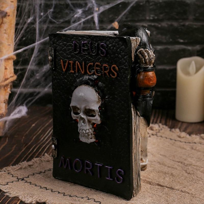 Hand Carved Specters Book Figurine Resin Artwork Mysterious Halloween Shelf Decors For Themed Parties