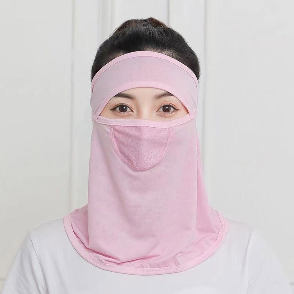 New Ice Silk Cycling Face Mask Thin Breathable Ice Silk Face Mask Uv Sun Protection Face Cover Men Women розовый