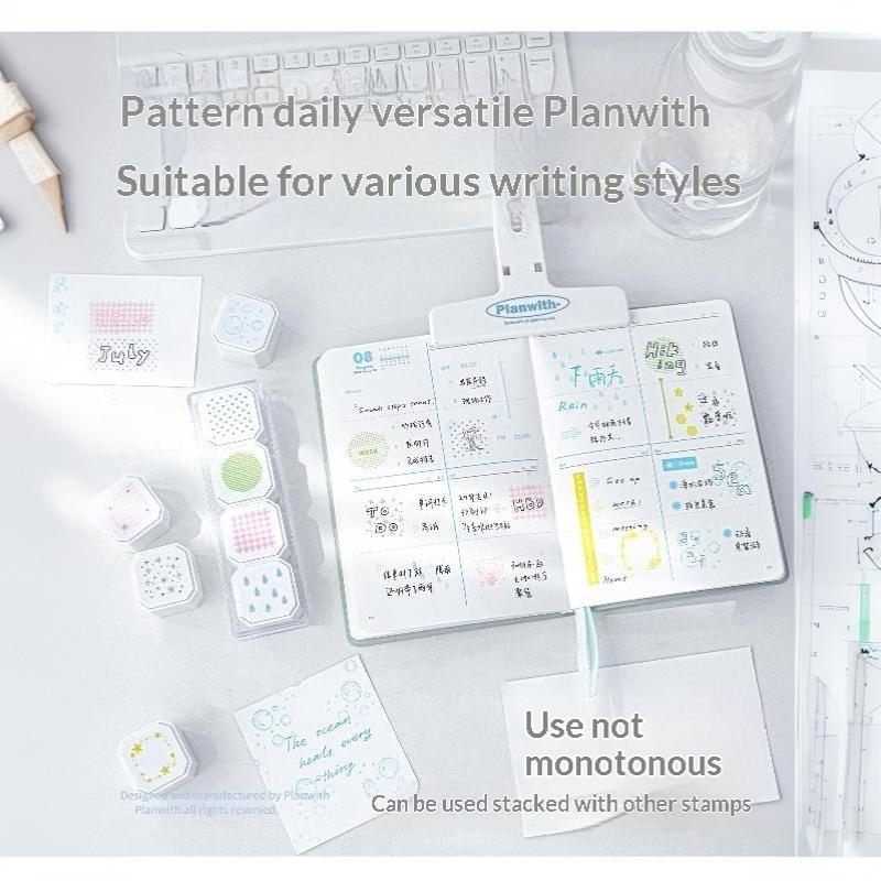 4 In 1 Pattern Background Stamps Set Reusable Clear Impression for DIY Journal Scrapbooking Planner Card Decor
