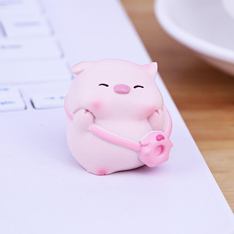 Happy Pig Mini Ornament - Cute Desk and Car Console Decoration