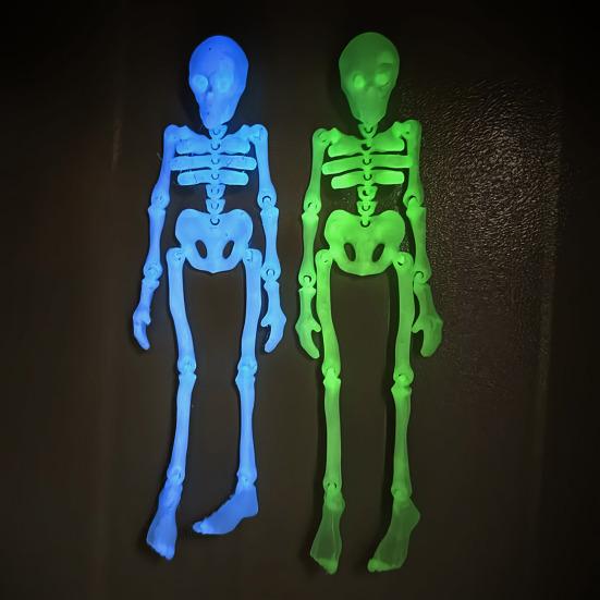 5Pcs 3D Printed Skeleton Refrigerator Magnet Poseable Skeleton Figurine with Movable Joints Halloween Gothic Skeleton Fridge Magnetic Decoration