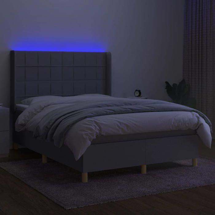Maison Exclusive - Sommier à lattes de lit et matelas et LED Gris clair 140x190 cm