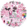 50 Cartoon Pink Ribbon Prevents Lactyl Disease Stickers Decorate Suitcase Notebook Waterproof and Removable Without Repeating