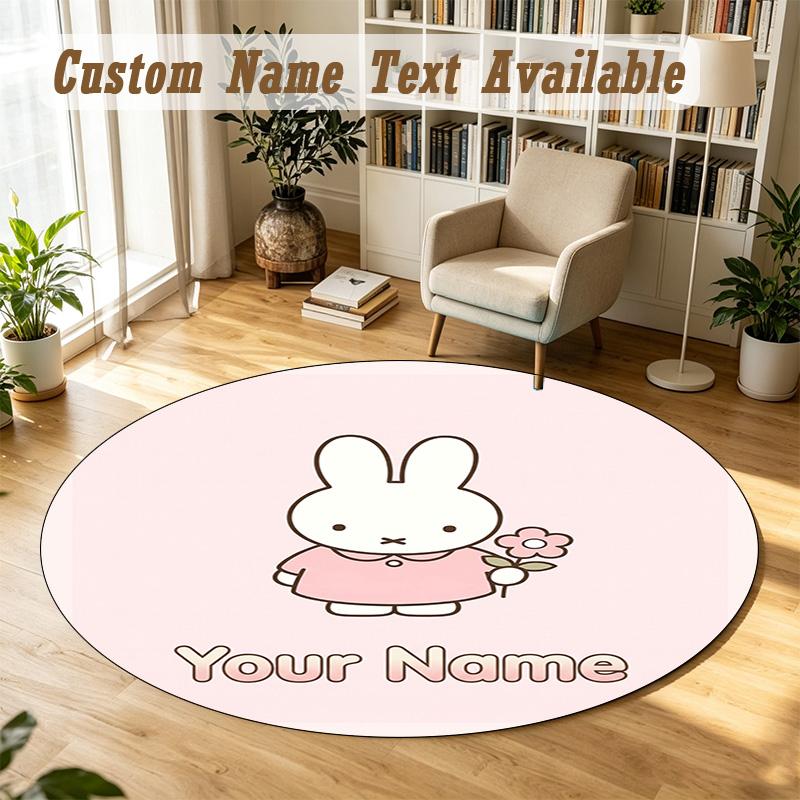 Round Rug Custom NameMiffy Pattern Non Slip Carpet Home Floor Decor