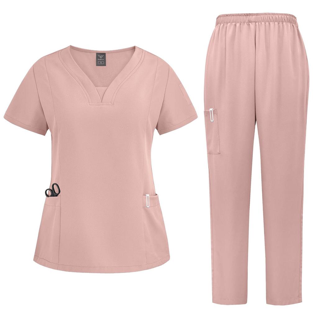Women’s Surgical Scrubs High Quality Medical Nursing Scrub Sets Short Sleeved Top+pants Beauty Salon Dental Clinic Nurse Uniform