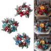 Christmas Candle Ring Wreath Holder for Farmhouse Home Holiday Red Flower
