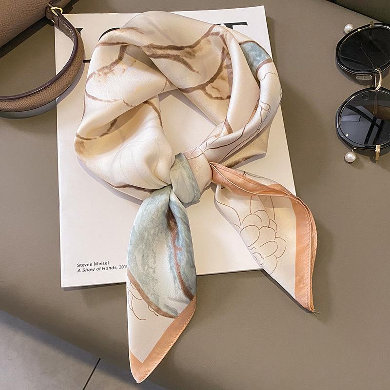 Luxury Silk Scarf for Women Hijab Bandana Fashion 70*70cm Square Scarves Handkerchief Design Shawl Wraps Echarpe Foulard
