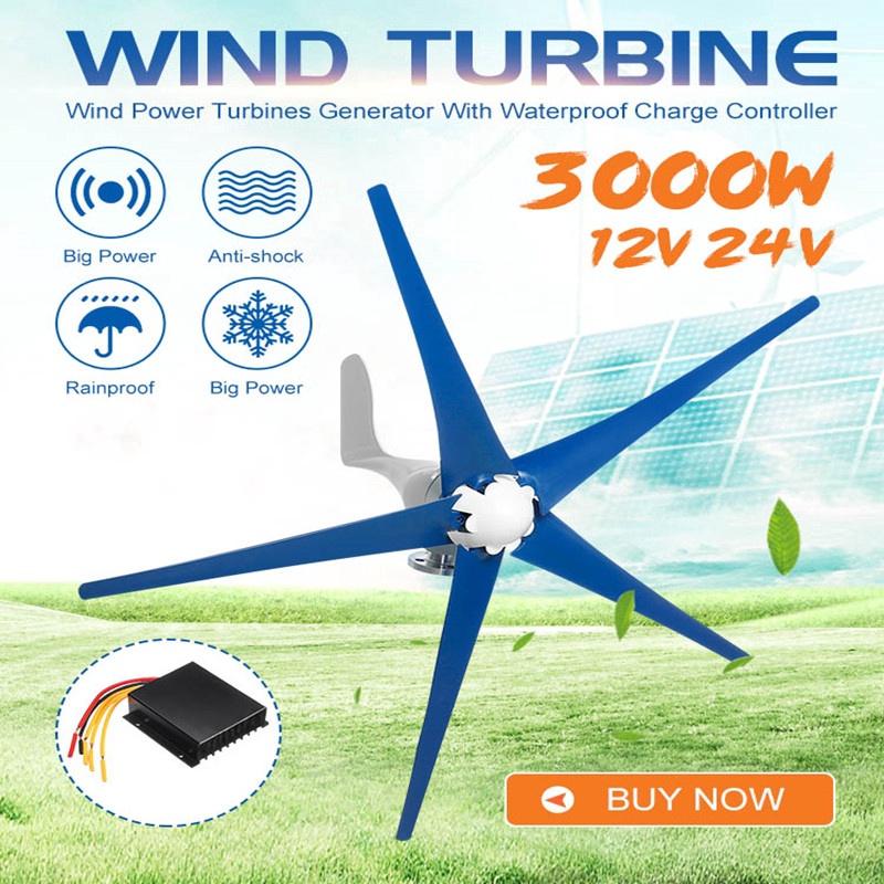 Wind Turbines Generator 3000W 5 Blade Wind Generator With Controller Windmill Energy Turbines Charge New