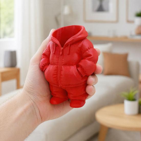 3D-gedruckter Daunenmantel Stifthalter, Schreibtisch-Make-up-Pinsel-Organizer, Kreativer Pufferjacken-Bleistiftbecher für Büro, Geschenk für Lehrer und Schüler
