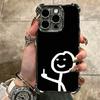 Funny Stickman Matchman Plating Phone Case For Iphone 16 17 Pro Max Air 16E 14 15 Plus 12 13 Mini Anti-Fall Airabag Cover