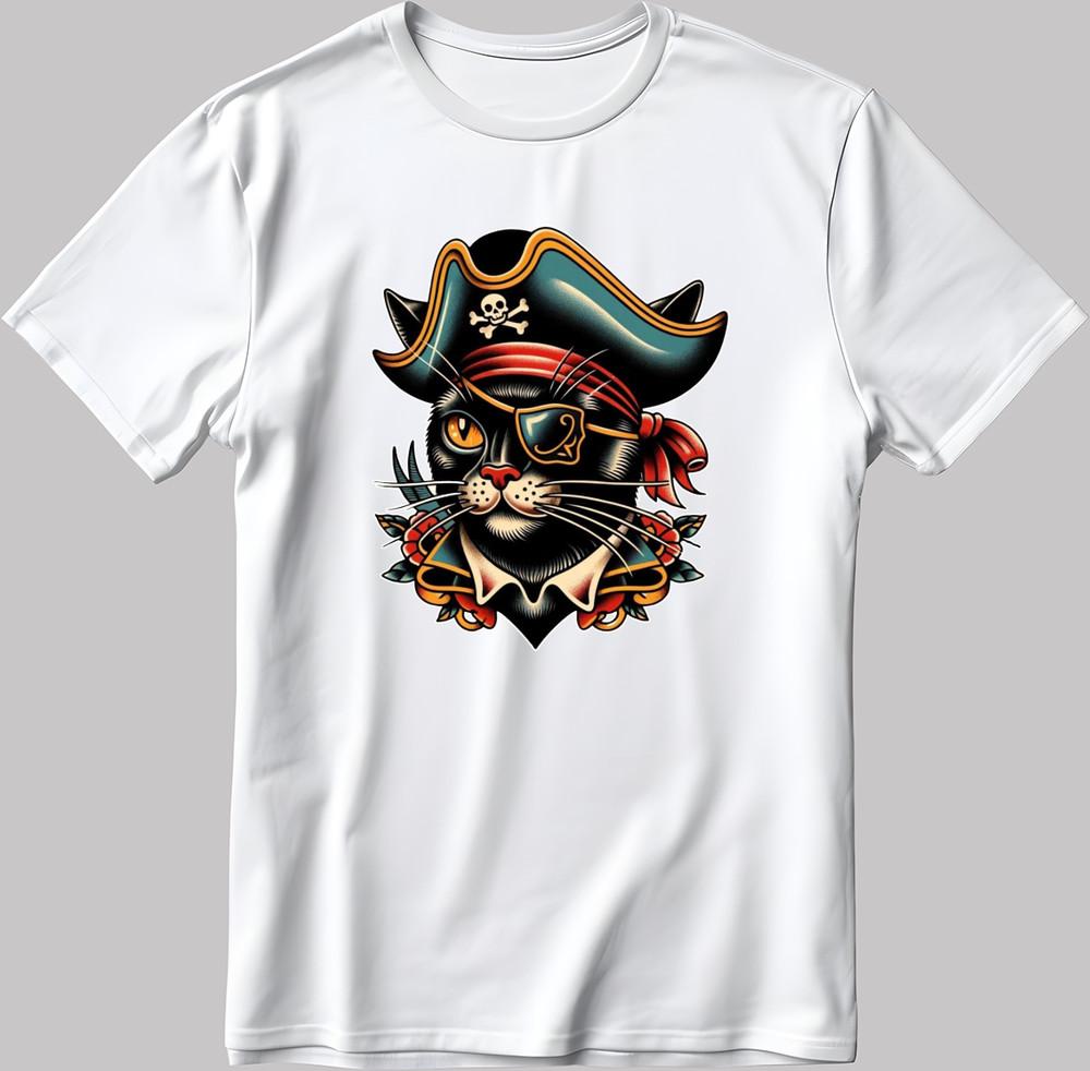 

Pirate Cat S. Sleeve White-Black Men / Women s T Shirt P313 XL