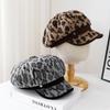 Vintage Octagonal Beret Hat for Women Leopard Design for Autumn/Winter Casual Wear Newsboy Painter Cap New