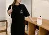 Women's Plus Size Summer T-shirt Dress: Loose Over-the-Knee Slit Skirt & Long Top Base Layer