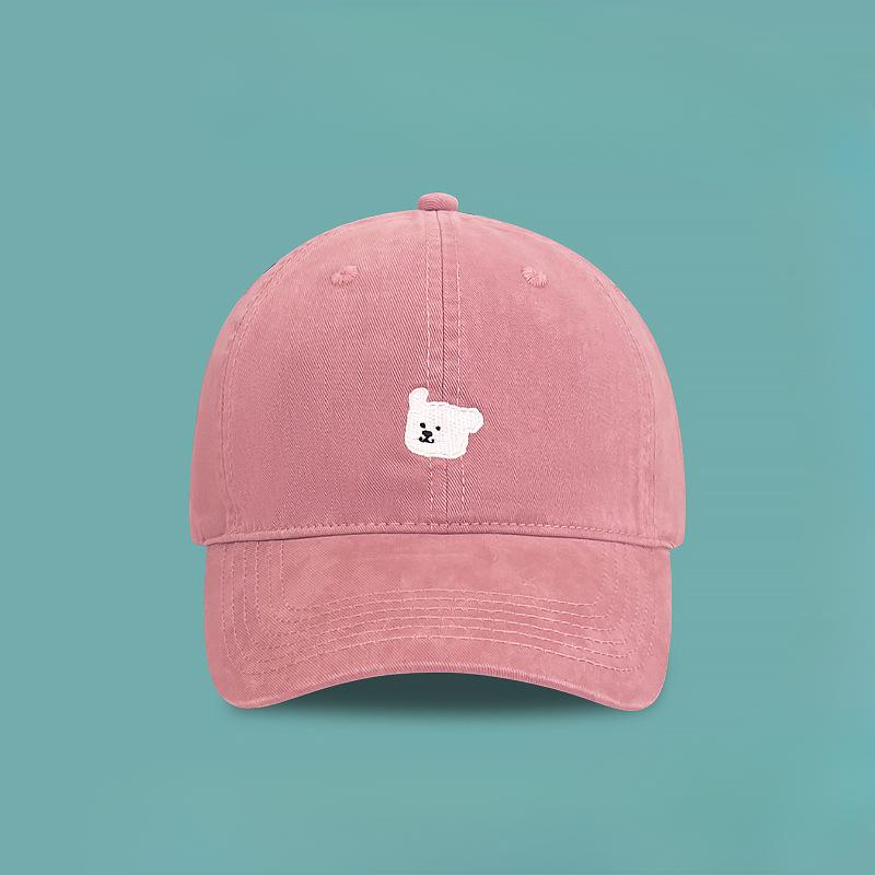 Embroidered Baseball Cap for Women Korean Style Big Head Circumference Showing Face Little Couple's Baseball Cap Wide Brim Versatile