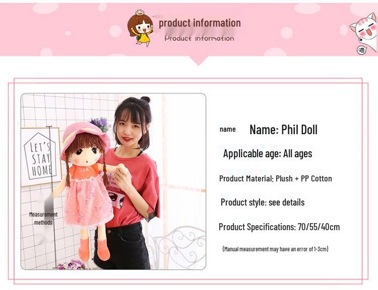 Princess Phile Plush Doll - Cute Bedtime Pillow and Birthday Gift for Little Girls