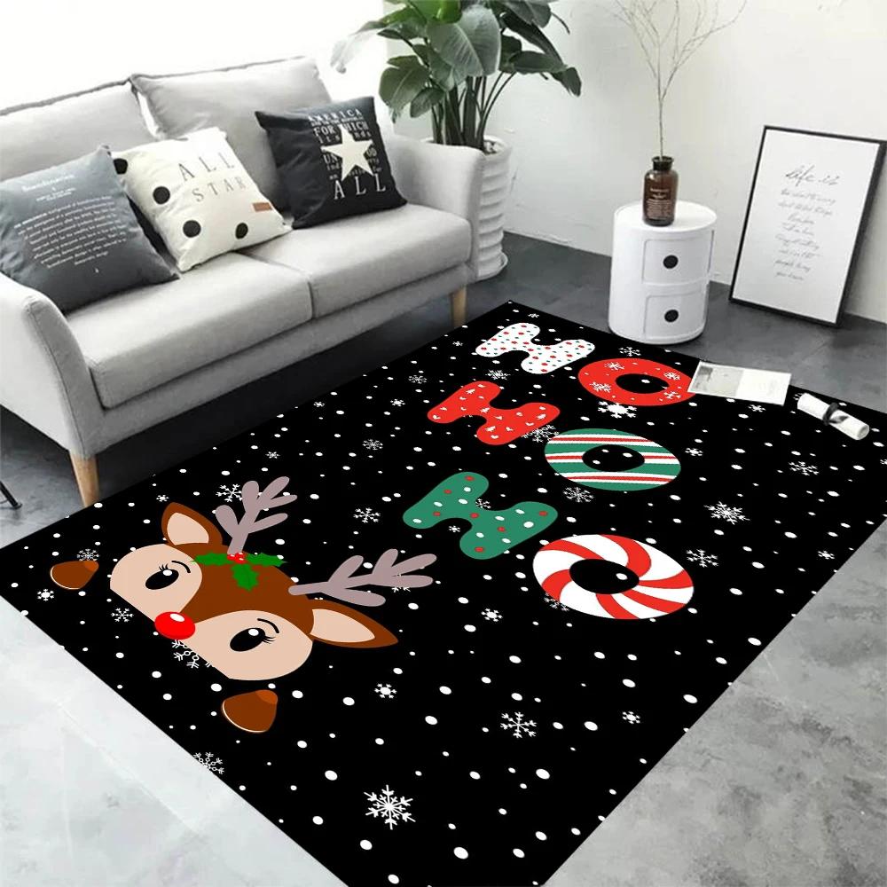 1pc Christmas Sled Reindeer Themed Printed Carpet Christmas Themed Carpet Christmas Home Decoration Gift 1p40x60x1cm