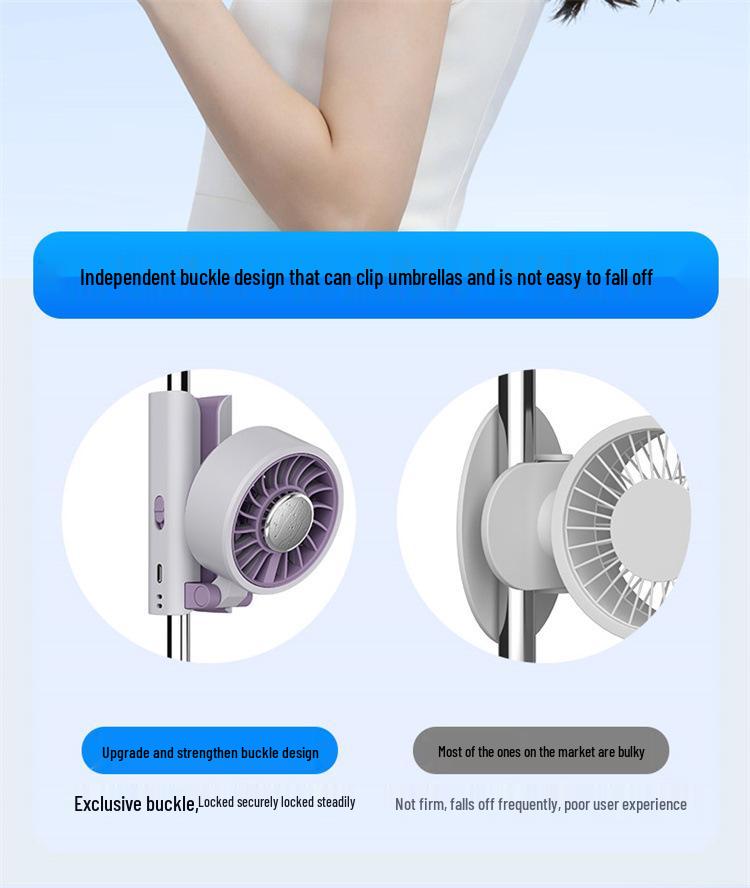 Rechargeable Portable Mini Folding Fan with Ice Pack, Umbrella Clip & Handheld Design - Ideal for Student Cooling