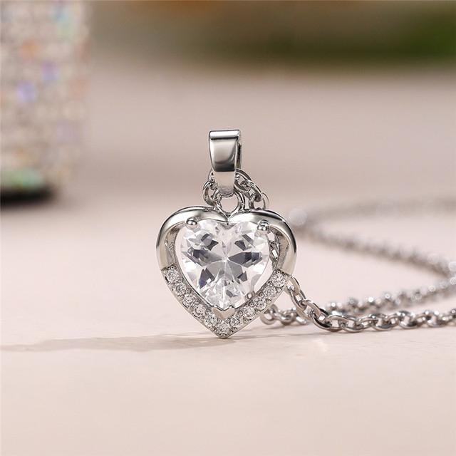 New Romantic Heart Necklace Silver Color O Chain Fashion Wedding Jewelry for Women Love Gift Versatile Lady Pendant Necklaces