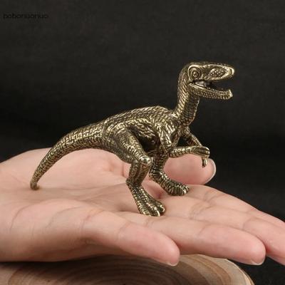 Messing Massiv Jurassic Dinosaurier Velociraptor Statue Büro Schreibtisch Ornamente Tee Haustier Handwerk Tierfiguren Miniaturen Spielzeug Geschenke