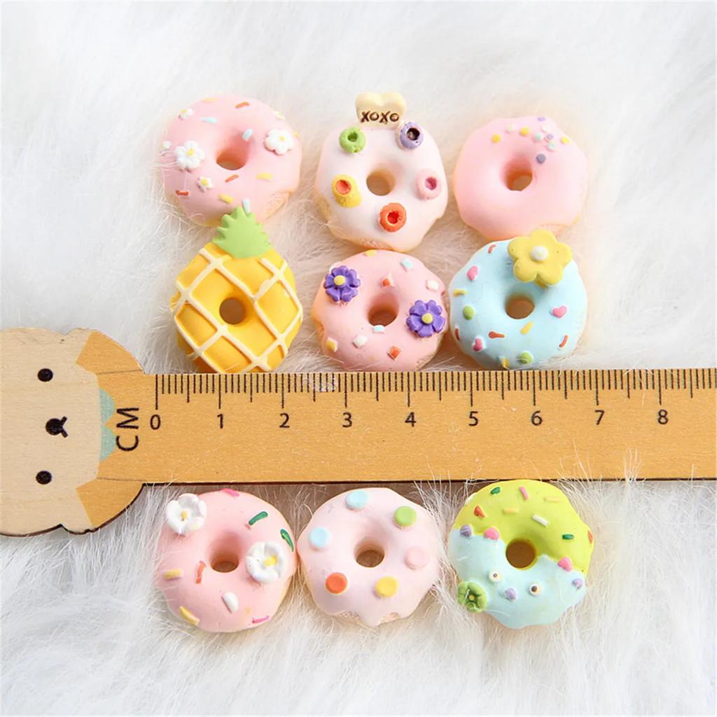 CH10 5Pcs Cartoon Polychrome Mini Donut Beads Jewelry Bulk Beads Make Bracelets DIY Pacifier Chain Jewelry Material Accessories