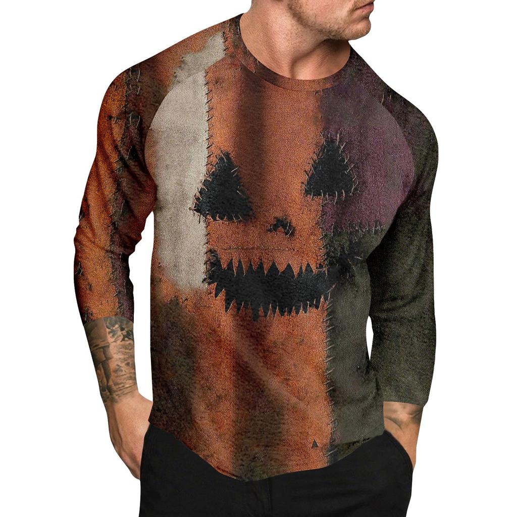 Halloween Print Raglan Sleeve Men's Long Sleeve Top