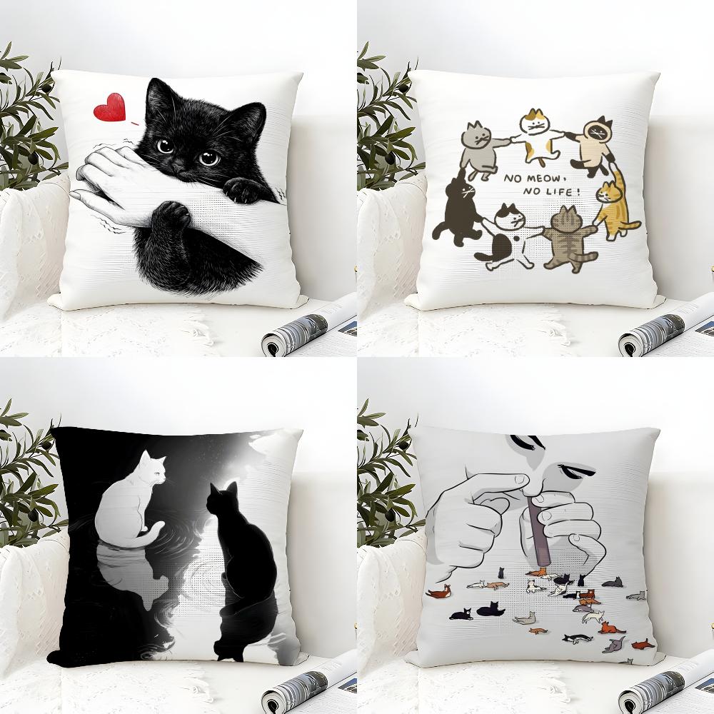 Cute Cartoon Plush Cat 1 Pillow Case Linen Cushion Covers For Decorative Sofa Home Pillows Case Car Chair Pillows Cases