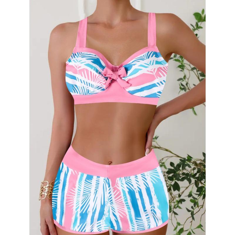 Damen Geometrischer Druck Bikini Einzelteil Bademode