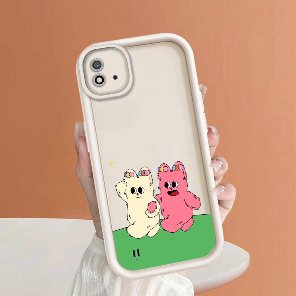 Soft Silicone Square Ladder Printing Pattern Phone Casing Full Cover Camera Shockproof Protection Rubber Case for OPPO Realme