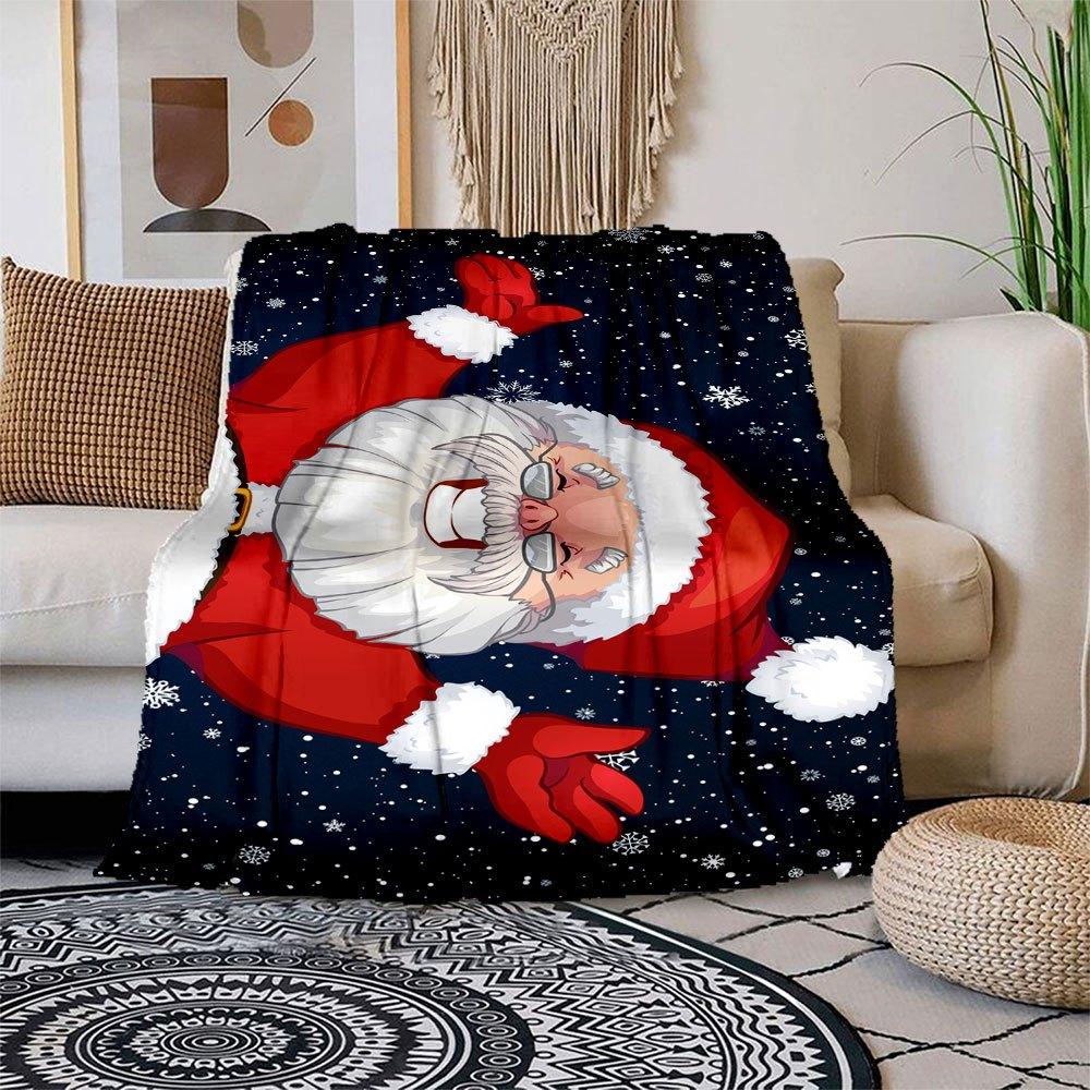 

Christmas Santa Claus Phone Wallpaper Blanket Flannel Throw Blanket for Sofa, Bed, Travel, Camping, Office, Couch, Chair, And Bed Gift for 150x180cm